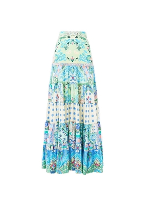 Camilla spliced tiered maxi skirt - Blue