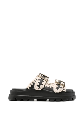 Mou buckle-strap crochet-detail sandals - Black