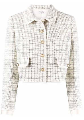 Miu Miu check cropped jacket - Neutrals