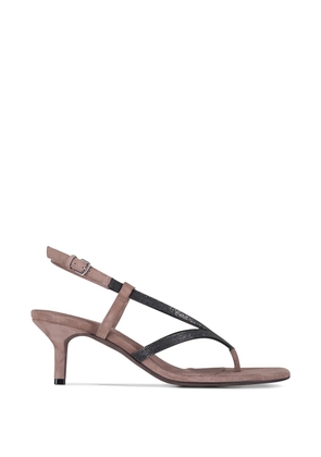 Brunello Cucinelli square-toe embellished sandals - Neutrals