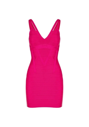 Herve Leger V-neck bandage mini dress - Pink