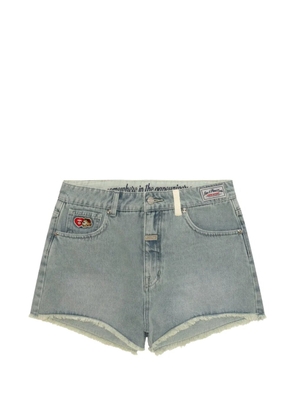 AAPE BY *A BATHING APE® frayed logo-patch shorts - Blue