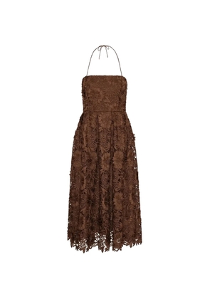 ROTATE BIRGER CHRISTENSEN floral lace midi dress - Brown