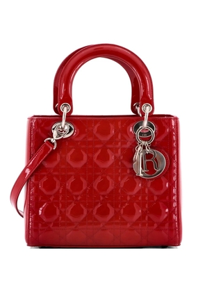 Christian Dior Pre-Owned Lady Dior Bag Cannage Quilt Patent Medium satchel - Red