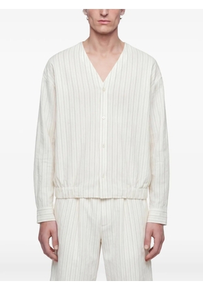 Hed Mayner pinstriped V-neck shirt - Neutrals