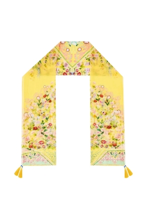 Camilla floral crinkle scarf - Yellow