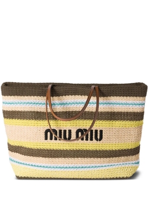 Miu Miu striped crochet tote bag - Yellow