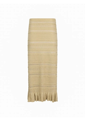 LIU JO openwork flounced midi skirt - Yellow