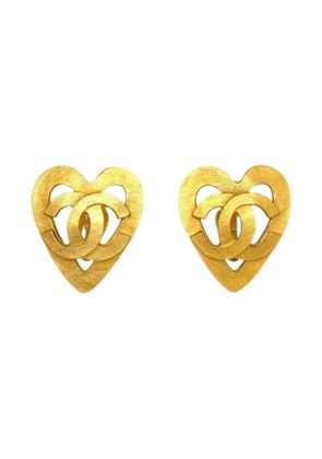 CHANEL Pre-Owned 1995 Heart clip-on earrings - Gold