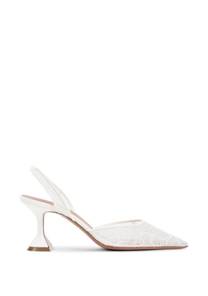 Amina Muaddi lace slingback pumps - White