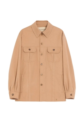 Valentino Garavani Valentino cotton gabardine shirt jacket with VLogo - Brown