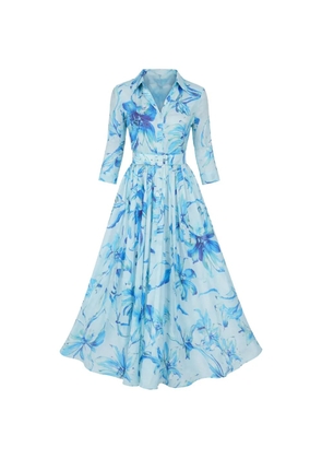 Samantha Sung Aster floral-print belted maxi dress - Blue