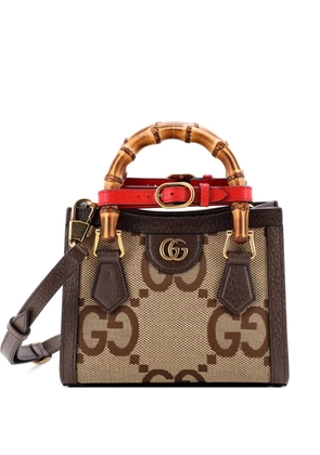 Gucci Pre-Owned Diana NM Bamboo Handle Tote Jumbo GG Canvas Mini shoulder bag - Brown