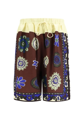 ALEMAIS Jasper floral-print drawstring shorts - Brown