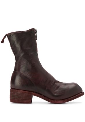 Guidi zip front ankle boots - Red