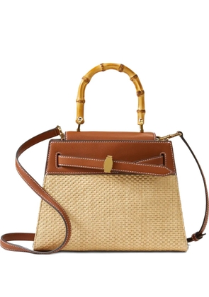 Veronica Beard bamboo-handle raffia tote bag - Neutrals