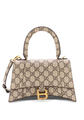 Gucci Pre-Owned x Balenciaga The Hacker Project Hourglass Top Handle Bag GG Coated Canvas Small shoulder bag - Brown