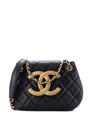 CHANEL Pre-Owned Giant CC Chain Compartment Messenger Bag Quilted Lambskin Small crossbody bag - Black