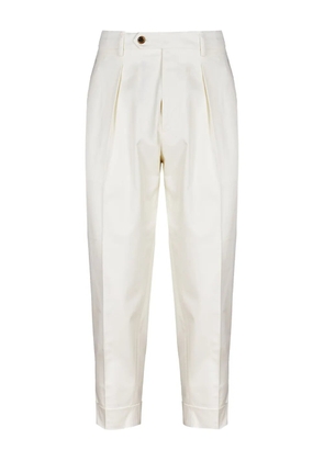 Berwich pleated tapered trousers - White