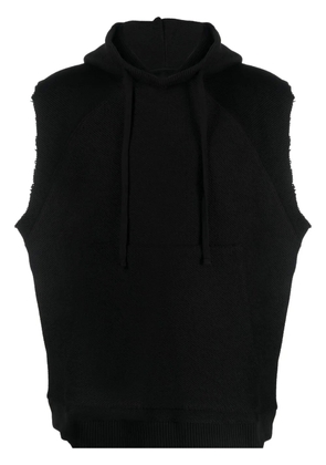 Thom Krom raw-cut ribbed-knit sleeveless hoodie - Black