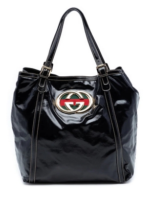 Gucci Pre-Owned 2016-2025 Patent Dialux Britt Web tote bag - Black