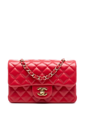 CHANEL Pre-Owned 2017-2018 Mini Rectangular Classic Lambskin Single Flap crossbody bag - Red