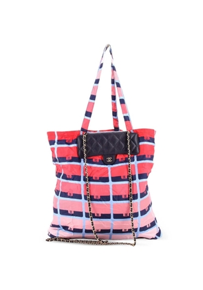 CHANEL Pre-Owned Foldable with Chain Quilted Caviar with Printed Nylon tote bag - Blue