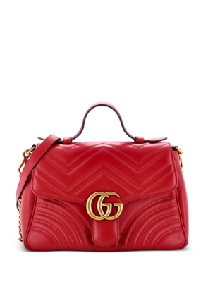 Gucci Pre-Owned GG Marmont Top Handle Flap Bag Matelasse Leather Small satchel - Red