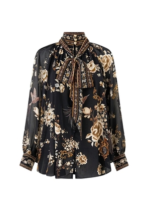 Camilla detachable-bow raglan blouse - Black