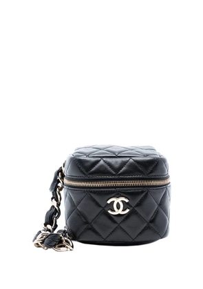 CHANEL Pre-Owned 2021 CC Quilted Lambskin Cube Wristlet Case vanity bag - Black