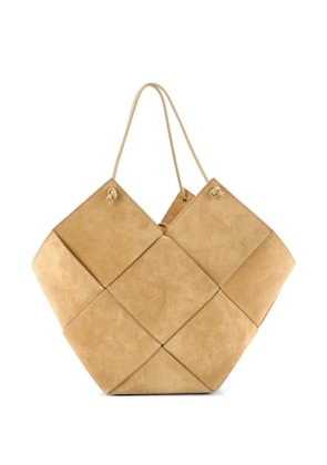 Bottega Veneta Pre-Owned Flower Basket Maxi Intrecciato Suede Medium tote bag - Neutrals