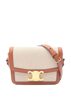Celine Pre-Owned 2021-2026 Teen Canvas and Calfskin Triomphe crossbody bag - Brown
