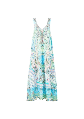 Camilla Midsummer Mosaics V-neck pocket midi dress - Green