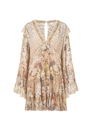 Camilla ruffled tiered animal print dress - Neutrals