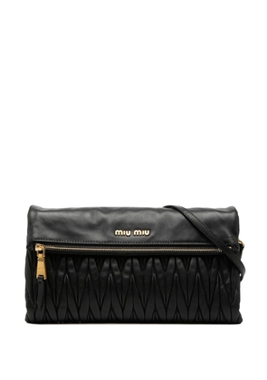 Miu Miu Pre-Owned 2010-2025 Matelasse Nappa Leather Zip Fold Over crossbody bag - Black