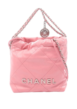 CHANEL Pre-Owned 2021-2025 Mini Shiny Calfskin 22 Handbag satchel - Pink