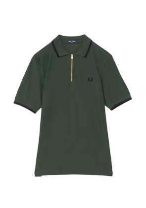 Fred Perry logo-embroidered half-zip polo shirt - Green
