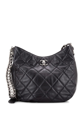CHANEL Pre-Owned Chain Rows Quilted Lambskin hobo bag - Black