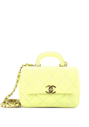 CHANEL Pre-Owned Coco Trip Flap Bag Quilted Shiny Lambskin Mini shoulder bag - Yellow