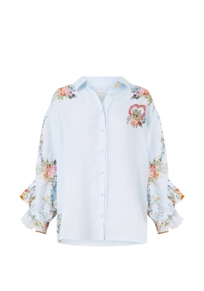 Camilla Seville Sweetheart frill-detail button shirt - Blue