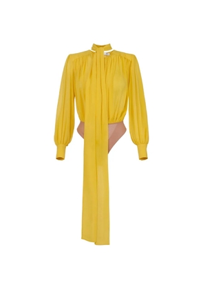 Elisabetta Franchi sash balloon-sleeve bodysuit - Yellow