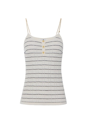 Elisabetta Franchi striped chain-strap knitted top - White