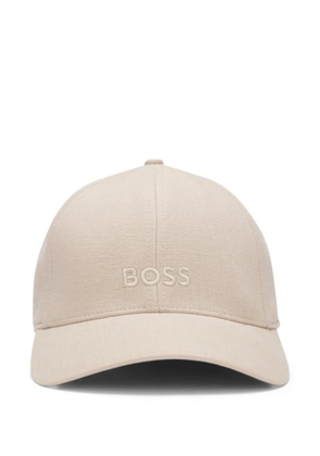 BOSS embroidered linen cap - Neutrals