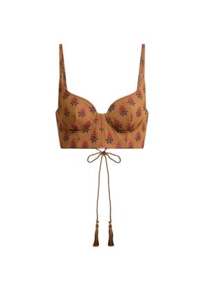 ETRO flower-embroidered crop top - Neutrals