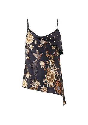 Camilla asymmetric draped top - Black