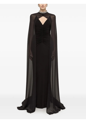 NISSA detachable-cape maxi dress - Black