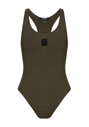 Balmain logo patch one-piece - Green