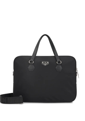 Philipp Plein logo-plaque laptop bag - Black