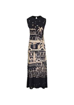 Johanna Ortiz print-detail sleeveless midi dress - Black
