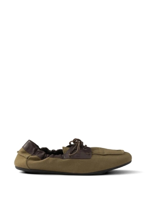 Prada Shuffle aged canvas and leather boat shoes - Green